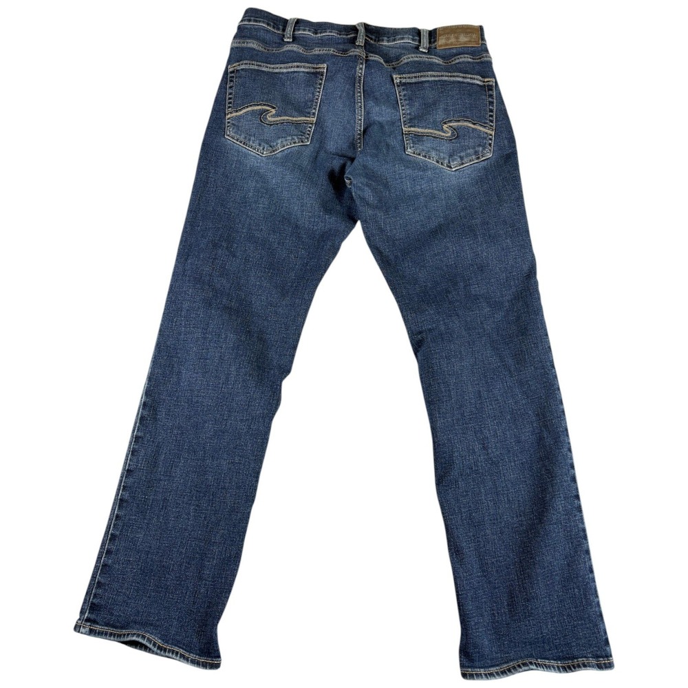 Silver Jeans Co Grayson Jeans Mens 34x32 Blue Denim Rugged Workwear Straight Leg - Picture 2 of 6